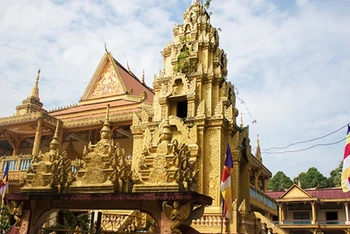 Một góc của ngôi chùa Phật giáo Nam Tông Khmer. 
