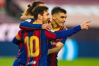 Messi ghi dấu ấn với hai bàn thắng, giúp Barca có chiến thắng đầu tiên sau chuỗi bốn trận toàn hòa và thua ở La Liga. (Ảnh: FC Barcelona)