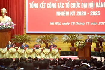 Tổng Bí thư, Chủ tịch nước Nguyễn Phú Trọng phát biểu tại Hội nghị. Ảnh: DUY LINH.