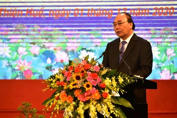 Thủ tướng Chính phủ Nguyễn Xuân Phúc đọc diễn văn tại lễ kỷ niệm.