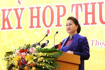 Chủ tịch Quốc hội Nguyễn Thị Kim Ngân phát biểu ý kiến tại kỳ họp HĐND tỉnh Phú Thọ.