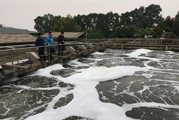 Trạm xử lý nước thải tập trung tại cụm công nghiệp Ngọc Hồi, huyện Thanh Trì. Ảnh: Đắc Sơn
