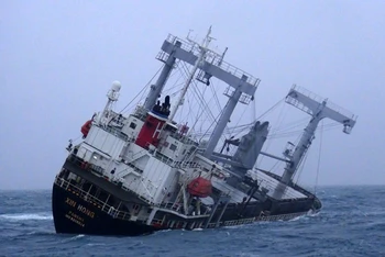Tàu XIN HONG bị nghiêng và chìm dần tại khu vực biển cách đảo Phú Quý 1,5 hải lý.
