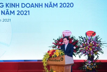 Chủ tịch HĐQT VietinBank Lê Đức Thọ phát biểu tại Hội nghị.