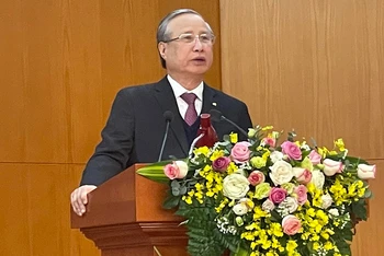 Đồng chí Trần Quốc Vượng, Ủy viên Bộ Chính trị, Thường trực Ban Bí thư phát biểu ý kiến chỉ đạo.