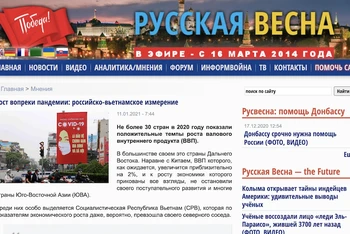 Giao diện bài viết về Việt Nam được đăng tải trên tờ “Mùa xuân nước Nga”. (Ảnh chụp màn hình)