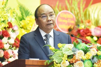 Thủ tướng Nguyễn Xuân Phúc phát biểu tại Lễ kỷ niệm. Ảnh: TRẦN HẢI
