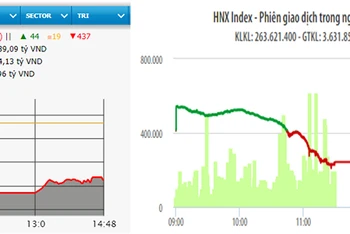 Diễn biến VN-Index và HNX-Index phiên giao dịch ngày 19-1.