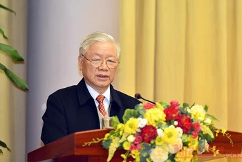 Tổng Bí thư, Chủ tịch nước Nguyễn Phú Trọng phát biểu chỉ đạo Hội nghị. (Ảnh: DUY LINH)