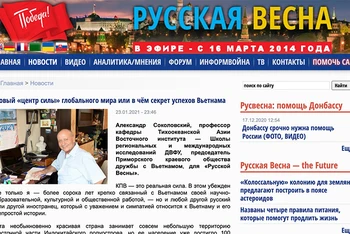 Giao diện bài viết trên trang báo mạng “Mùa xuân nước Nga” (Ảnh chụp màn hình).
