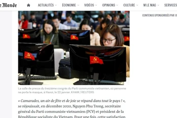 Báo Le Monde đăng bài và hình ảnh về Đại hội XIII diễn ra trong bối cảnh dịch bệnh được kiểm soát ở Việt Nam. 