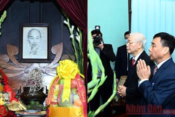 Tổng Bí thư, Chủ tịch nước Nguyễn Phú Trọng dâng hương tưởng niệm Bác Hồ ở Nhà 67 trong Khu Di tích Chủ tịch Hồ Chí Minh tại Phủ Chủ tịch. (Ảnh: DUY LINH) 
