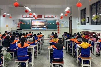 Một lớp tiểu học kiểu mẫu tại thành phố Trùng Khánh.
