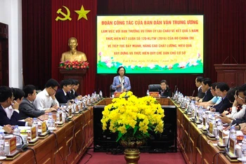 Ban Dân vận Trung ương làm việc với Ban Thường vụ Tỉnh ủy Lai Châu