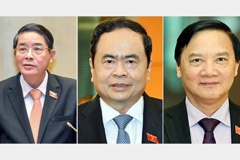 Các đồng chí Phó Chủ tịch Quốc hội (từ trái qua phải ảnh): Nguyễn Đức Hải, Trần Thanh Mẫn, Nguyễn Khắc Định 