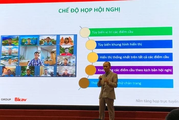 Ông Vũ Ngọc Sơn, Phó Chủ tịch Tập đoàn Công nghệ BKAV chia sẻ về nền tảng họp trực tuyến eMeeting.