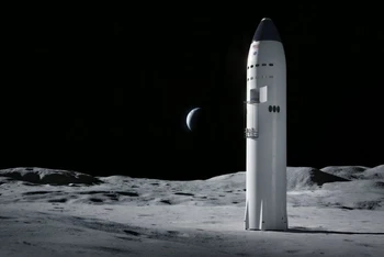 Hình ảnh minh họa phi thuyền của SpaceX trên mặt trăng. Ảnh: SpaceX.
