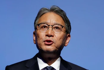 Giám đốc điều hành mới của Honda Motor Toshihiro Mibe tại cuộc họp báo ở Nhật Bản ngày 23-4. Ảnh: Reuters.