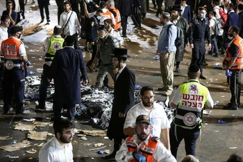 Hiện trường vụ giẫm đạp tại Israel làm ít nhất 45 người chết. (Ảnh: Reuters)