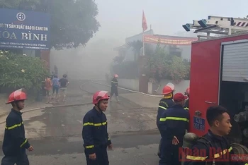 Lực lượng chức năng TP Đà Nẵng nỗ lực khống chế ngọn lửa không để cháy lan sang khu vực khác.