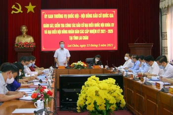 Đoàn công tác làm việc với tỉnh Lai Châu về công tác chuẩn bị bầu cử.