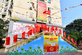 Chuẩn bị cho Ngày Bầu cử ở quận Hoàng Mai, Hà Nội (Ảnh minh họa: Duy Linh).