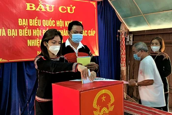 Đồng bào dân tộc thiểu số ở Đắk Lắk thực hiện quyền cử tri.