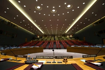 Phòng họp của Hội đồng Bảo an tại trụ sở của Liên hợp quốc ở TP New York, Mỹ. (Ảnh: Reuters)