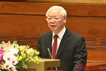 Tổng Bí thư Nguyễn Phú Trọng đã dự và có bài phát biểu quan trọng tại Hội nghị. (Ảnh: Đăng Khoa)