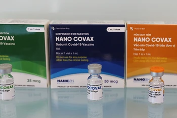 Ba lọ vaccine Nanocovax hàm lượng 25 mcg, 50 mcg và 70 mcg. Ảnh: most.gov.vn.