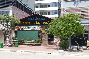 Phong tỏa quán nướng Cộng Hòa, ở đường An Dương Vương, thành phố Lào Cai.