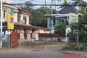 Các khu vực đỏ, nơi phát hiện ca nhiễm Covid-19 tại Thủ đô Vientiane bị nghiêm cấm ra vào.
