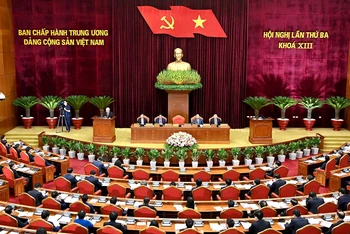 Toàn cảnh phiên khai mạc Hội nghị lần thứ 3 Ban Chấp hành Trung ương Đảng khóa XIII. (Ảnh: ĐĂNG KHOA)