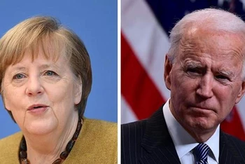 Thủ tướng Đức Angela Merkel (bên trái) và Tổng thống Mỹ Joe Biden. (Ảnh: DW)