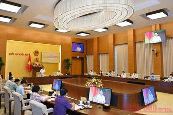 Hội nghị giữa Uỷ ban Thường vụ Quốc hội và Đoàn Chủ tịch Uỷ ban Trung ương Mặt trận Tổ quốc Việt Nam (Ảnh: DUY LINH).
