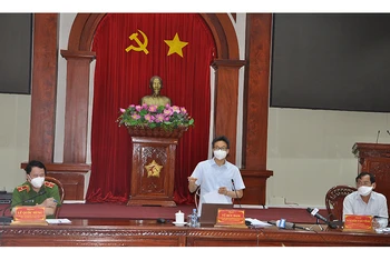 Phó Thủ tướng Vũ Đức Đam phát biểu tại buổi làm việc với tỉnh Tiền Giang. 