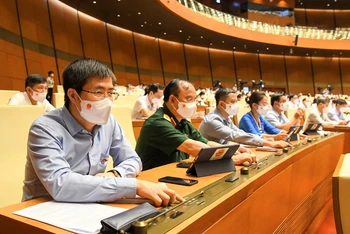 Đại biểu Quốc hội biểu quyết thông qua Nghị quyết.