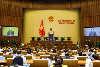 Kỳ họp thứ nhất, Quốc hội khóa XV, ngày 23/7. (Ảnh: Quochoi.vn)