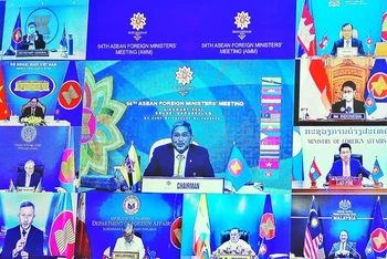 Hội nghị Bộ trưởng Ngoại giao ASEAN lần thứ 54 khai mạc theo hình thức trực tuyến, sáng 2/8/2021. (Ảnh do báo Thế giới và Việt Nam cung cấp)