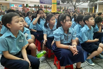 Học sinh trường Tiểu học Đinh Tiên Hoàng, quận 1, TP Hồ Chí Minh. (Ảnh chụp trước khi dịch Covid-19 bùng phát)