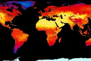 Nhiệt độ bề mặt trái đất nóng kỷ lục trong tháng 7 vừa qua. (Ảnh: NASA).