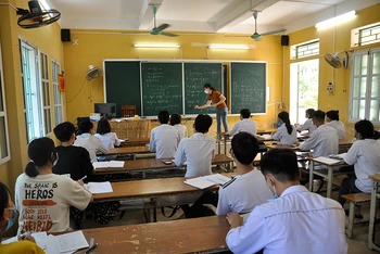 Giờ học của học sinh Trường THPT Nam Đông Quan (huyện Đông Hưng, tỉnh Thái Bình).