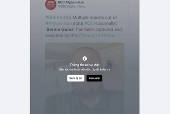 Facebook thông báo bài đăng về câu chuyện nhà báo CNN bị giết hại tại Kabul là thông tin sai sự thật. 
