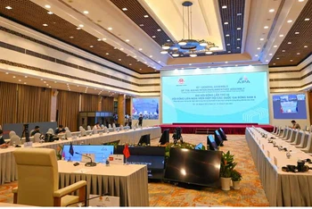 Trung tâm hội nghị quốc tế (16 Lê Hồng Phong) đã hoàn tất, sẵn sàng cho hội nghị AIPA 42. Ảnh: Duy Linh
