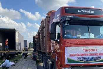 Sơn La thể hiện tấm lòng chia sẻ với TP Hồ Chí Minh bằng việc ủng hộ 105 tấn nông sản. Ảnh: Bộ Công thương