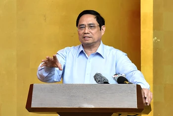 Thủ tướng Phạm Minh Chính phát biểu chỉ đạo hội nghị. Ảnh: Ðức Anh