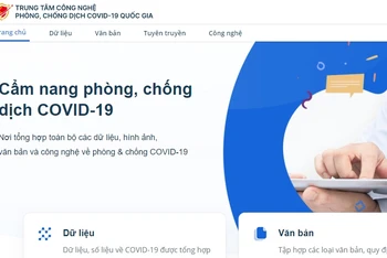 Giao diện trang Cẩm nang điện tử phòng, chống dịch Covid-19.