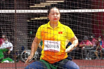 Vận động viên Nguyễn Thị Hải thi đấu tại Paralympic Tokyo 2020. (Ảnh: IOC)