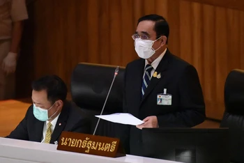 Thủ tướng Thái Lan Prayut Chan-o-cha phát biểu tại quốc hội ngày 2/9. (Ảnh: Quốc hội Thái Lan)