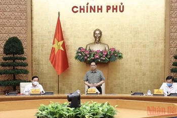 Thủ tướng Phạm Minh Chính phát biểu tại cuộc họp. (Ảnh: TRẦN HẢI).
